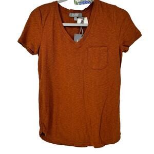 Marled Essentials Burnt Orange Pocketed Tee Small